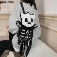 JUERLEWA Skull Plush Backpack Skeleton Female Shoulder Bag Furry Bag Skull Shape Bag Winter Furry Ba