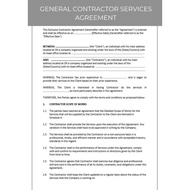 GENERAL CONTRACTOR SERVICES AGREEMENT