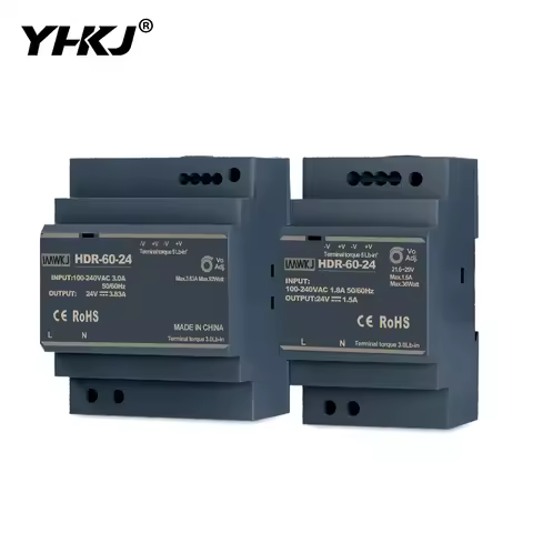 Power Source HDR-30 HDR-60 HDR-100 DIN Rail Switching Power Supply Input AC To DC 5V 12V 15V 24V 48V