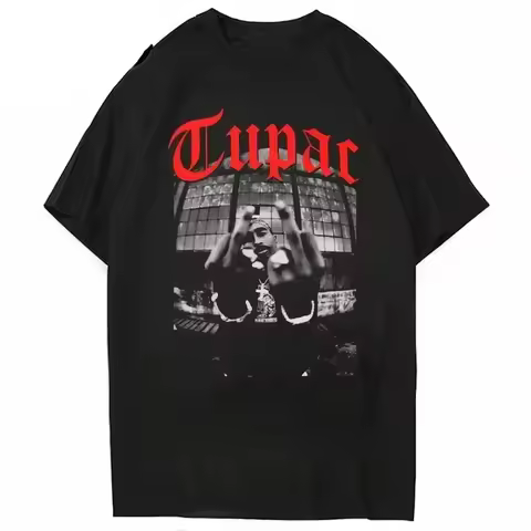 2026 summer Rap Singer Tupac 2pac T-shirt Streetwear Oversized Sleeve Hip-hop Fashion unisex 100%Cot