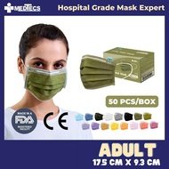 Medtecs Official Sage Green Color Medical Grade Facemask 50pcs Non-China Surgical Face mask 3ply FDA Approved Final Sale