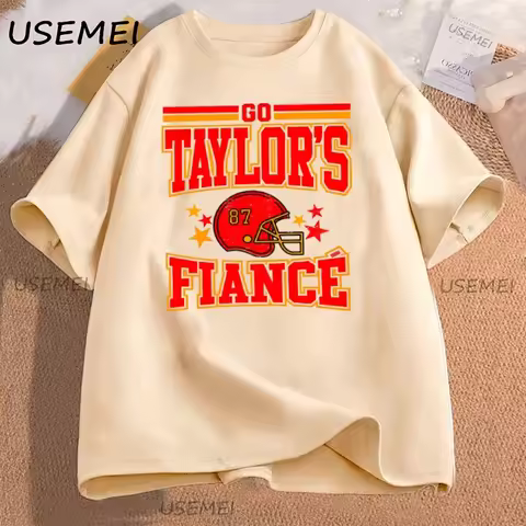 Go Taylors Fiance T Shirt Football Game Day T-shirt Crewneck Short Sleeve Printed Tshirt Women's Clo