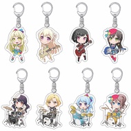 Anime BanG Dream Acrylic Keychain Cartoon Figure Toyama Kasumi Hanazono Tae Ushigome Rimi Pendant Keyring Jewelry For Girls Gift