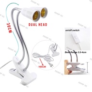 Double Head Led Lamp Holder E27 Socket Flexible Clip On Off Switch Lamp Desk Light LED Plant Grow Bu