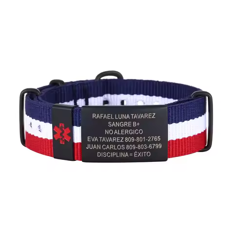 Personalized Medical Alert Bracelet For Men Women Emergency Medical Bracelets Nylon Wristband Custom