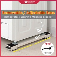 MOVEABLE WASHING MACHINE/FRIDGE BASE STAND ADJUSTABLE Adjustable Roller Furniture Mover Trolley Feet Free crowbar Adjustable Fridge Stand Load 300kg 45-70CM tapak mesin basuh beroda 通用滚轮洗衣机冰箱底座 可移动脚垫