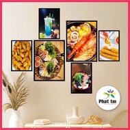 Decorative wall paintings for restaurants, spicy noodle shops, milk tea shops, set of 6 glue paintin