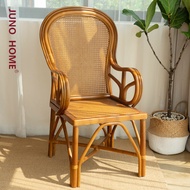 Junohome For Home Office Rattan Chair Natural Real Rattan Armchair High Backrest Rattan Chair for th