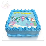 [Happy Cake] Shark Family | Children Birthday Cake | Eggless Available | 7 Inch