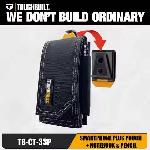 TOUGHBUILT TB-CT-33P Smartphone Plus Pouch ClipTech Heavy Duty with Notebook Pencil for Carpenter Te