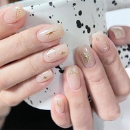 Gold Plated Nail Sticker Bohemian Sun Moon Star Vintage Totem Sunset Mirror Face Nail Sticker