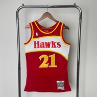 Hot press jersey men's Atlanta Hawks Dominique Wilkins 1986-87 Mitchell Ness red hardwood classic je