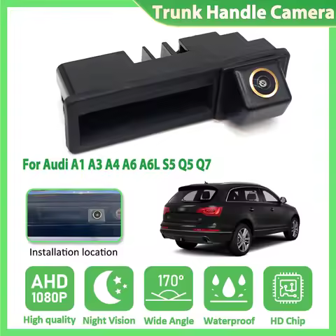 AHD 1080P Golden Lens Waterproof Car Rear View Reverse Trunk Handle Camera For Audi A1 A3 A4 A6 A6L 