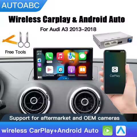 AUTOABC Wireless CarPlay Android Auto Interface for Audi A3 A4 A5 Q2 Q7 Q5L 8V Cassette with MIB Air