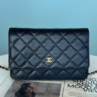 香奈兒/Chanel 黑金荔枝紋牛皮woc髮財包鏈條包