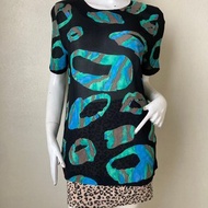 復古 1980 年代 Bruno Piattelli 雪紡印花襯衫/中號。