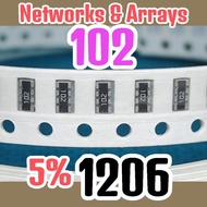 10pcs SMD Networks & Arrays 102 1K 1206 3216 5% Convex Resistor 1Kohm 1 Kohm