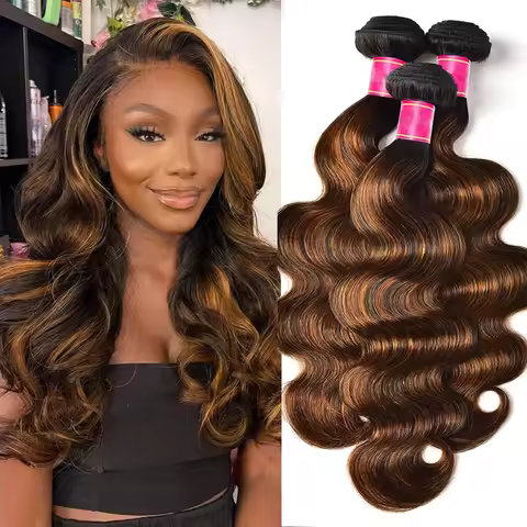 1B/30 Highlight Body Wave Raw Human Hair Weave Unprocessed Ombre Black Brown Colored Blonde Piano Co
