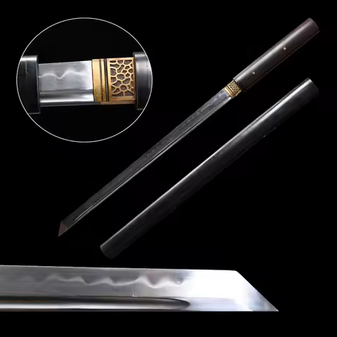Shirasaya Chinese Sword T10 Steel Clay-tempered Blade Handmade Forged Polished Real Hamon With Bo-hi