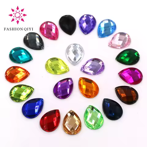 50pcs 8X13/10X14/13X18/18X25mm Teardrop shape High quality flatback Acryl sew on rhinestones with ho