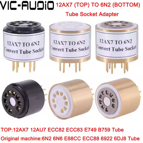 1PC 12AX7 ECC83 Top TO 6N2 E88CC 6922 Bottom 9Pins TO 9Pins Tube DIY Audio Vacuum Tube Adapter Socke