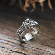 925純銀維京骷髏戒指 - 奧丁風 男士重機風格