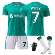 Liverpool Away Green Football Jersey Number 11 Salah 7 Wirtz 4 Van Dijk Ekitiki Polyester Short Slee