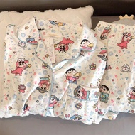 pyjamas women Crayon Shin-Chan Cloud Cotton Yarn Pajamas - Women's Long Sleeve | Comfortable Sleepwe
