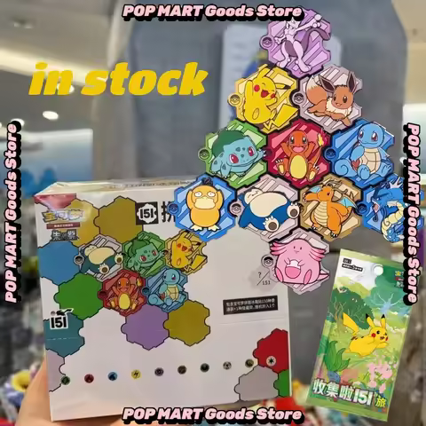 In Stock 10 Boxs Pokemon 151 Fridge Magnet Gift Box Blind Box Mewtwo Jigsaw Refrigerator Magnet Set 
