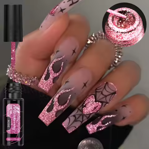 3/6pcs Reflective Glitter Liner Gel Nail Polish Set Pull Line Graffiti Painting Stripe DIY French Na