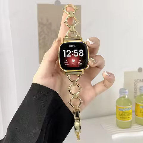 Chain Strap For Fitbit Versa 2 3 4 Lite Sense Luxury Bracelet for Fitbit Sense/Sense 2 Stainless Ste