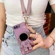 Casing iphone 7 Plus case iphone 8 Plus iphone 7/8 iphone SE 2020 6/6s Plus Electroplating Astronauts Holder Soft Case With Lanyard