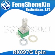 100pcs RK097 RK097G 6Pin 5K 10K 20K 50K 100K B5K with a switch audio shaft 15mm amplifier sealing po