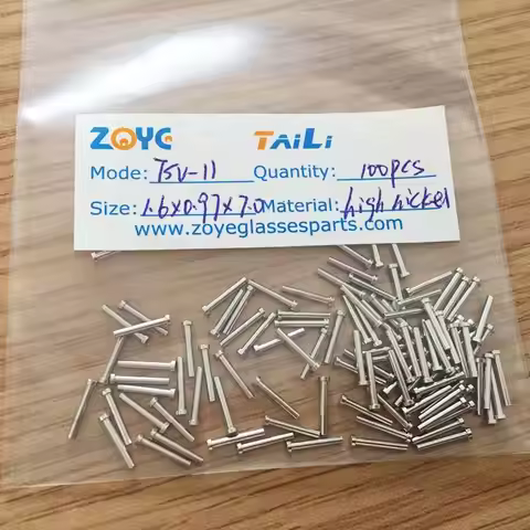 ZOYE eyeglass rivets metal pins for hinges or temples high nickel TSV-11 1.0mm diameter 7.0mm shaft 