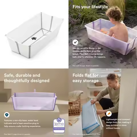 stokke flexi bath x-large, white - 31.5 x 15.7 x 9.4 in - best for infants & toddlers - lightweight,