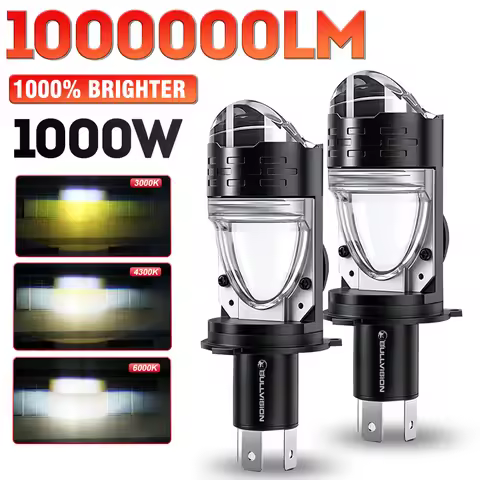 Bullvision H4 Lenses LED Lamp 9003/HB2 Hi/Lo Canbus 3000K 4300K 6000K Mini Projector Led For Motorcy