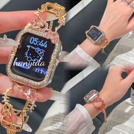 Diamond Kitty Cat Bracelet Style Metal Band and Case Compatible with Apple Watch Series 10 /9 /1/2/3