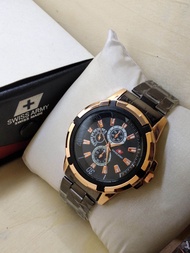 jam tangan gerakan otomatis swiss kinetik army kombinasi hitam rose gold jam tangan pria