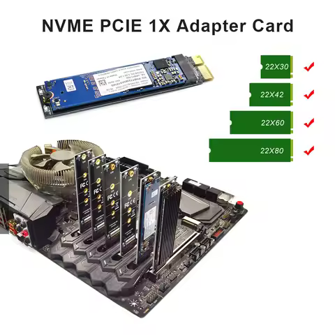 PCIE to M2 Adapter NVMe SSD M2 PCIE X1 Raiser PCI-E M Key Connector Support 2230 2242 2260 2280 M.2