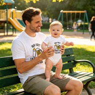 First Fathers Day Matching Shirts, Daddy and Me Outfit, Beer and Milk Baby Bodysuit, New Dad Gift, D