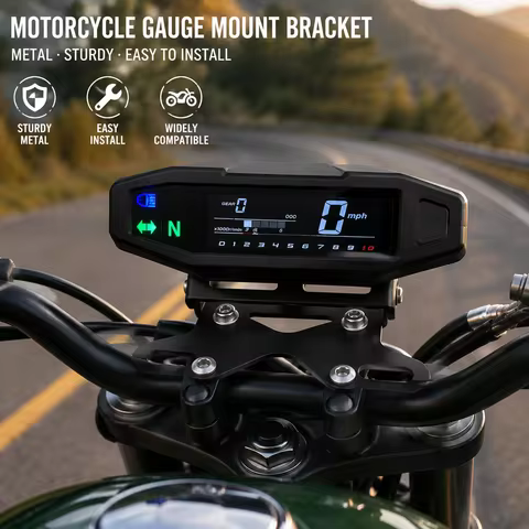 Adjustable HD VA LCD Motorcycle Speedometer Gauge Kit, Multi-Function Digital Dashboard with Tachome
