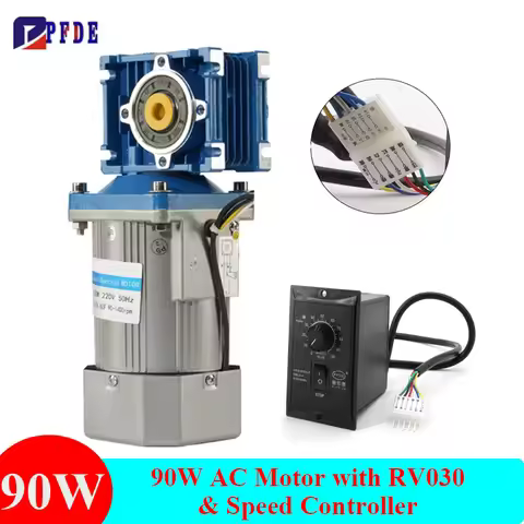 90w AC 220V Geared Reducer Motor with Turbine Worm Gearbox NMRV030 & Speed Controller US-52 High Tor