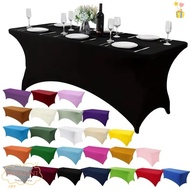 PREVALENT High Stretch Tablecloth, 4/6FT Universal Rectangular Table Cloth, Black Elastic Washable B