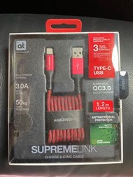 [at AMAZINGthing] Supreme Link Braided 3.0A To Type C Charging Cable 1.2m-Red 編織 3.0A 轉 Type-C充電線 1.