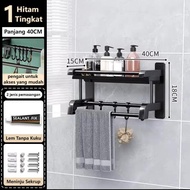 Rak Sabun Kamar Mandi Rak Bumbu Dapur Rak Kamar Mandi Stainless Hitam Dinding Rak Handuk Kamar Mandi
