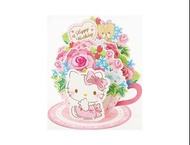 日本Hello Kitty立體花卉茶杯萬用卡生日卡