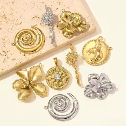 3pcs/Lot Stainless Steel Rhinestone Flower Elephant DIY Charm Star Swirl Necklace Pendant Women Dais