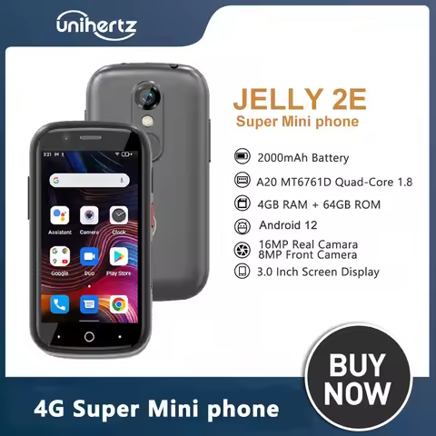 Unihertz Jelly 2E 4+64GB Mini Smartphone Unlocked Global Version 4G Android 12 and HD Voice Supporte