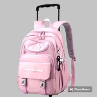 Trolley bag, push bag for elementary school girls, wheeled bag, kuromi school bag