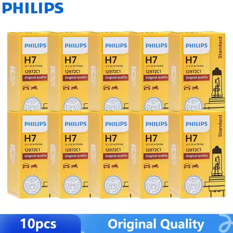 10PCS Philips Standard H1 H4 H7 H11 Car Bright Original Head Light H3 H8 H9 HB3 HB4 HIR2 Auto Haloge